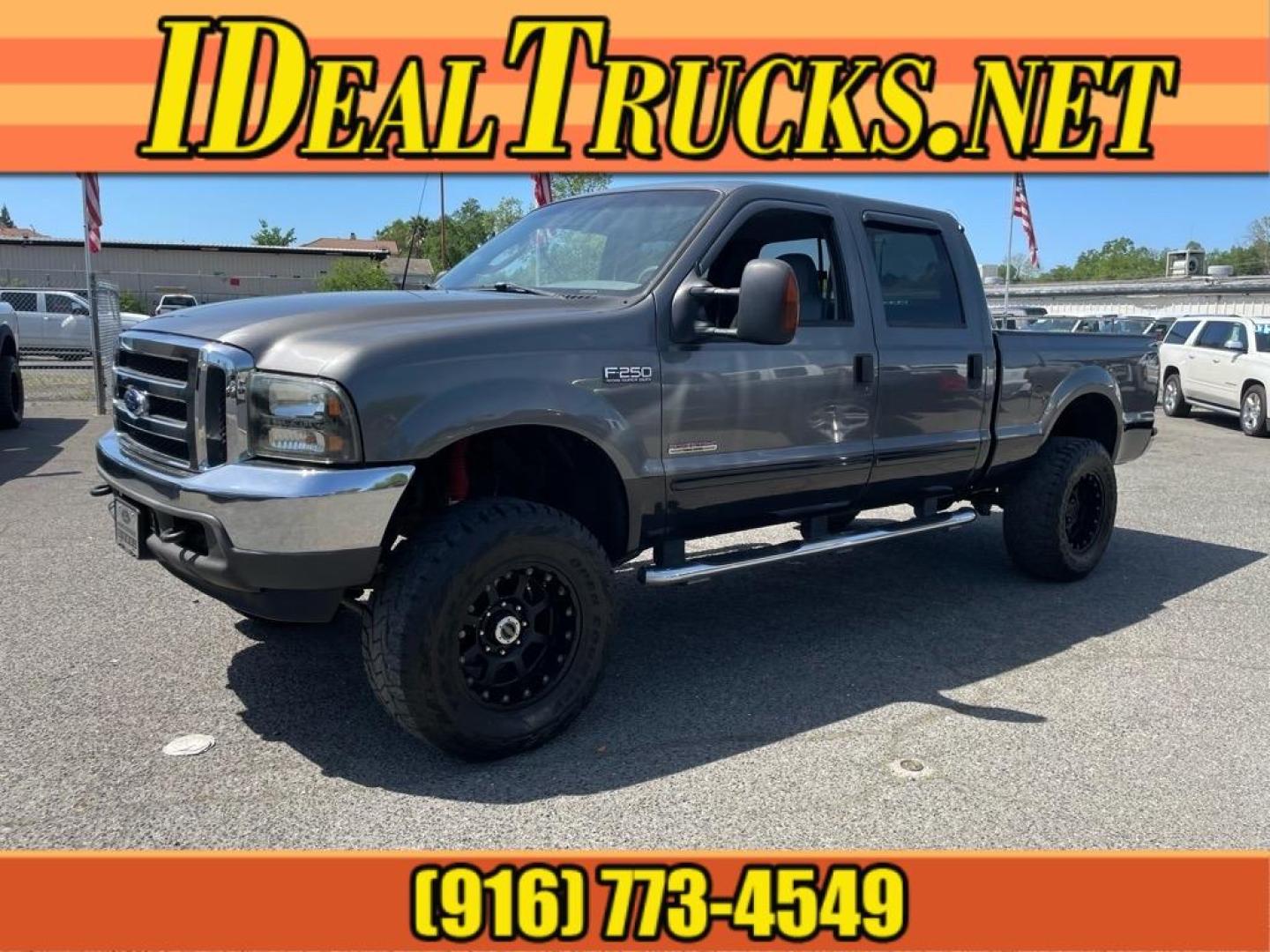 2003 Dark Shadow Grey Metallic/Black Ford F-250 Super Duty Lariat (1FTNW21P53E) with an Power Stroke 6.0L Diesel Turbo V8 325hp 560ft. lbs. Other engine, 5-Speed Automatic transmission, located at 800 Riverside Ave, Roseville, CA, 95678, 916-773-4549 & Toll Free: 866-719-4393, 38.732265, -121.291039 - DIESEL CREW CAB 4X4 LARIAT LIFTED CLEAN CARFAX - Photo#0