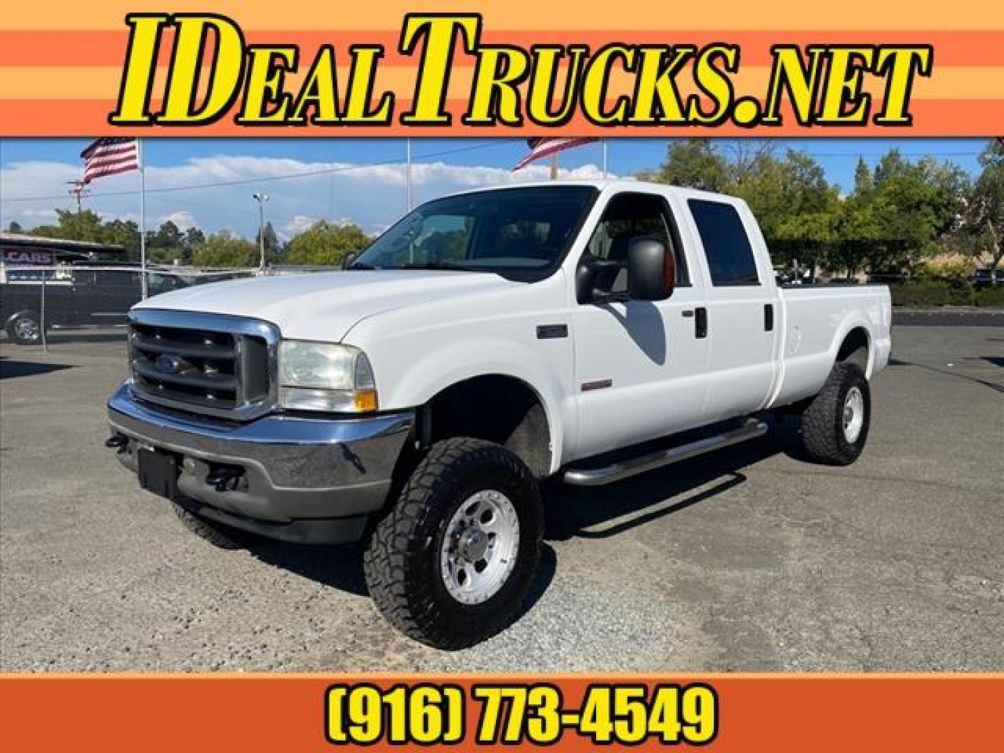 2004 Oxford White Clearcoat Ford F-250 Super Duty XLT (1FTNW21P04E) with an Power Stroke 6.0L Diesel Other engine, 5-Speed Automatic transmission, located at 800 Riverside Ave, Roseville, CA, 95678, 916-773-4549 & Toll Free: 866-719-4393, 38.732265, -121.291039 - DIESEL CREW CAB 4X4 XLT LOW MILES NEW TIRES LIFTED CLEAN CARFAX - Photo#0