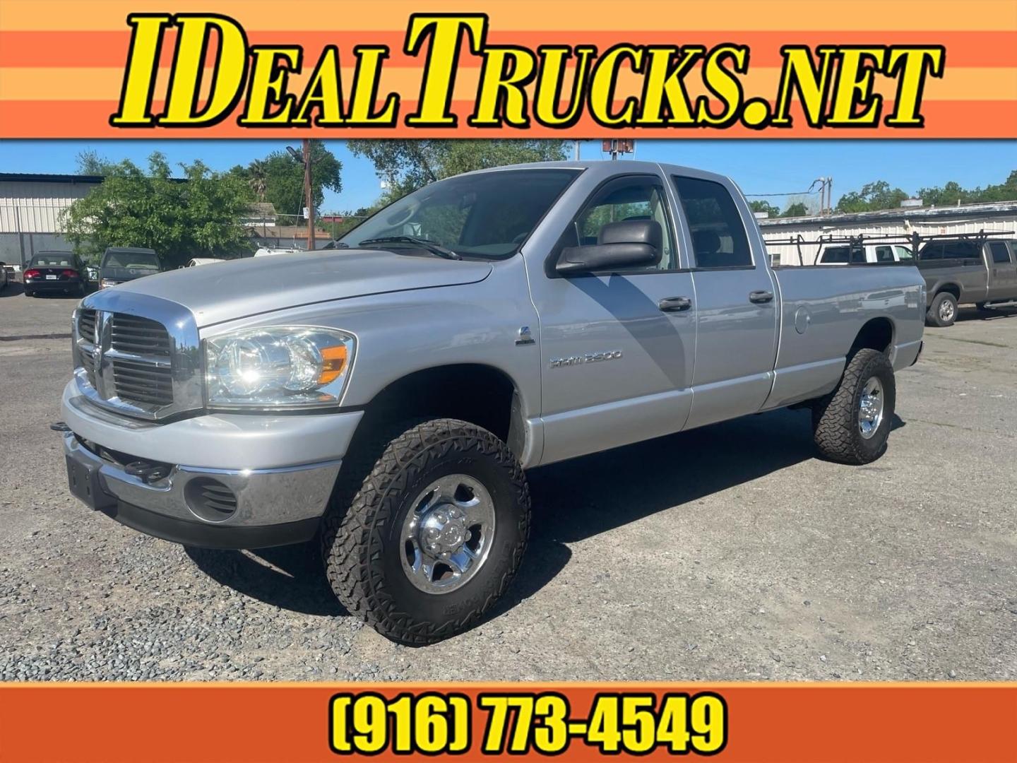 2006 Bright Silver Metallic Clearcoat Dodge Ram 2500 SLT (3D7KS28C56G) with an 5.9L 5.9L Turbocharged Diesel I6 OHV 24V FI Engine Direct Injection engine, 4-Speed Automatic transmission, located at 800 Riverside Ave, Roseville, CA, 95678, 916-773-4549 & Toll Free: 866-719-4393, 38.732265, -121.291039 - 5.9 CUMMINS DIESEL QUAD CAB 4X4 SLT LOW MILES- Photo#0