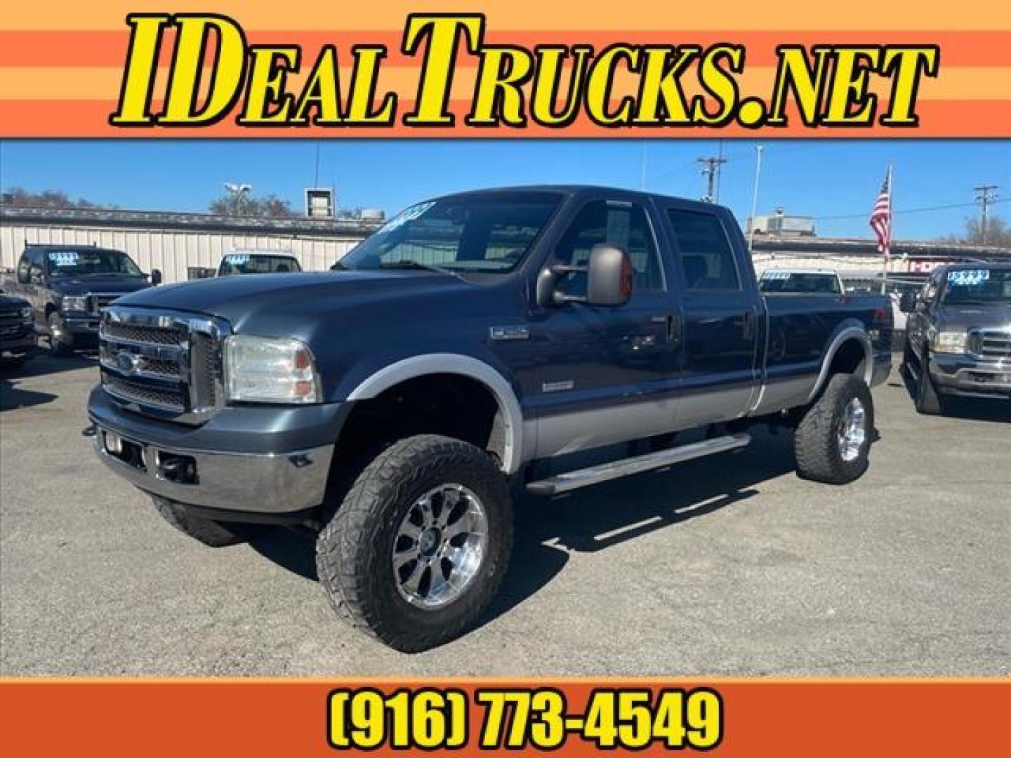 2006 Medium Wedgewood Blue Clearcoat Ford F-250 Super Duty Lariat (1FTSW21P36E) with an 6.0L Power Stroke 6.0L Diesel Turbo V8 325hp 560ft. lbs. Direct Injection engine, 5-Speed Automatic transmission, located at 800 Riverside Ave, Roseville, CA, 95678, 916-773-4549 & Toll Free: 866-719-4393, 38.732265, -121.291039 - DIESEL CREW CAB 4X4 FX4 LARIAT LIFTED SERVICE RECORDS ON CLEAN CARFAX - Photo#0