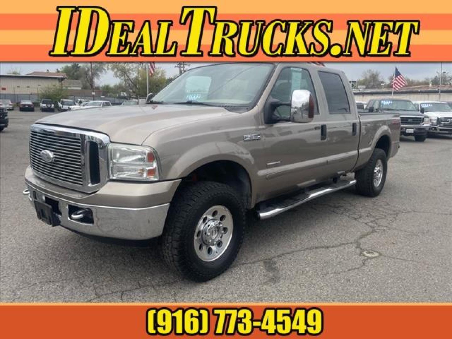 2007 Arizona Beige Clearcoat Metallic Ford F-250 Super Duty XLT (1FTSW21P97E) with an 6.0L 6.0L Turbo Diesel V8 OHV 32V Direct Injection engine, 5-Speed Automatic transmission, located at 800 Riverside Ave, Roseville, CA, 95678, 916-773-4549 & Toll Free: 866-719-4393, 38.732265, -121.291039 - DIESEL CREW CAB 4X4 FX4 XLT SERVICE RECORDS ON CLEAN CARFAX - Photo#0