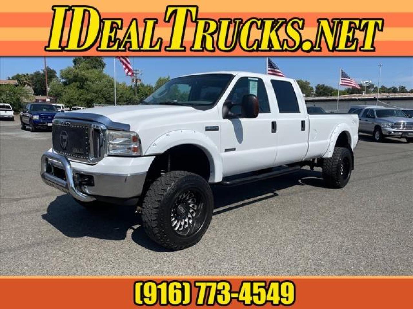 2007 Oxford White Clearcoat Ford F-350 Super Duty XLT (1FTWW31P77E) with an 6.0L 6.0L Turbo Diesel V8 OHV 32V Direct Injection engine, 5-Speed Automatic transmission, located at 800 Riverside Ave, Roseville, CA, 95678, 916-773-4549 & Toll Free: 866-719-4393, 38.732265, -121.291039 - DIESEL CREW CAB 4X4 XLT LIFTED NEW EGR COOLER AND OIL COOLER CLEAN CARFAX - Photo#0