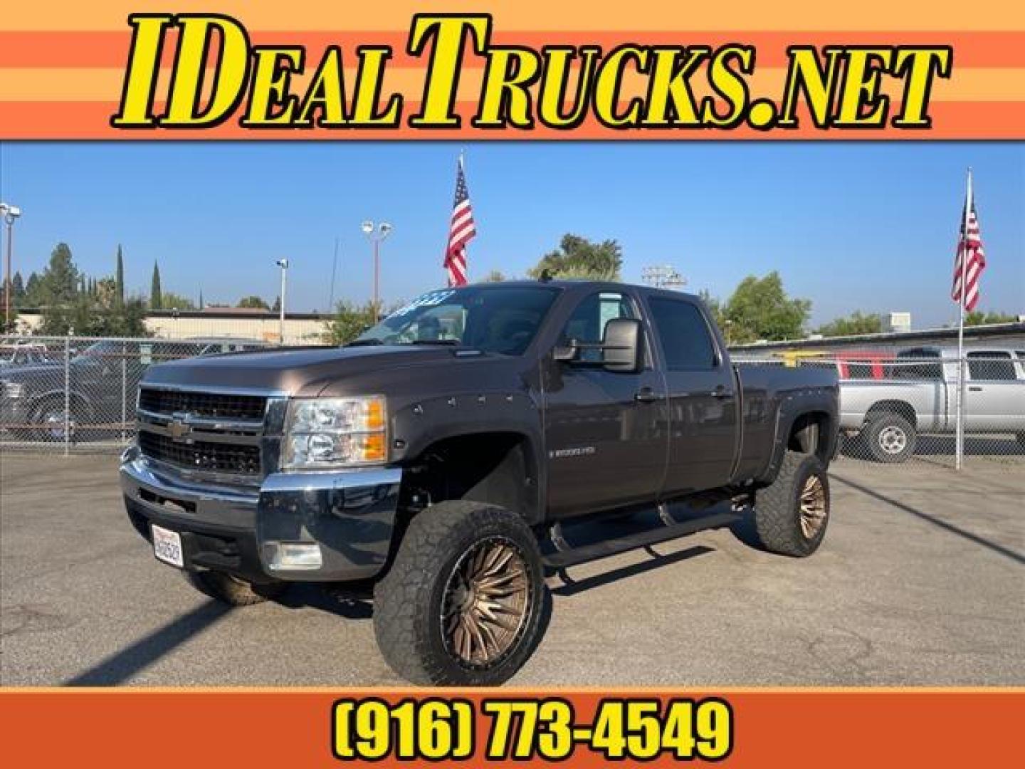 2008 Desert Brown Metallic Chevrolet Silverado 2500HD LTZ (1GCHK236X8F) with an 6.6L Duramax 6.6L Diesel Turbo V8 365hp 660ft. lbs. Common Rail Direct Injection engine, Allison 1000 6-Speed Shiftable Automatic transmission, located at 800 Riverside Ave, Roseville, CA, 95678, 916-773-4549 & Toll Free: 866-719-4393, 38.732265, -121.291039 - DURAMAX DIESEL CREW CAB 4X4 LTZ LIFTED CUSTOM WHEELS ALLISON TRANSMISSION - Photo#0