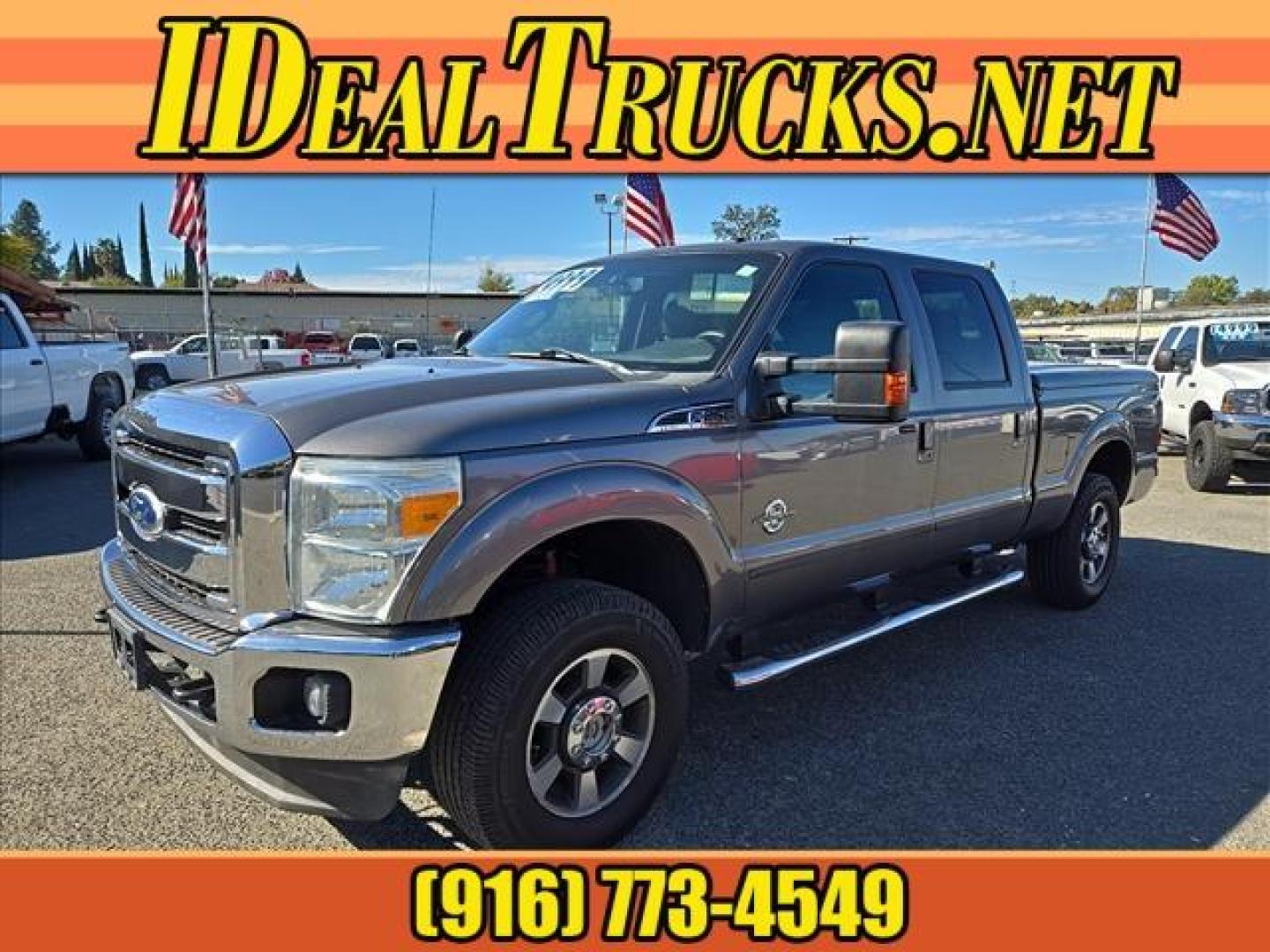2011 Sterling Grey Metallic Ford F-250 Super Duty Lariat (1FT7W2BT1BE) with an 6.7L Power Stroke 6.7L Biodiesel Turbo V8 400hp 800ft. lbs. Common Rail Direct Injection engine, 6-Speed Shiftable Automatic transmission, located at 800 Riverside Ave, Roseville, CA, 95678, 916-773-4549 & Toll Free: 866-719-4393, 38.732265, -121.291039 - DIESEL CREW CAB 4X4 FX4 LARIAT ONE OWNER LOW MILES - Photo#0