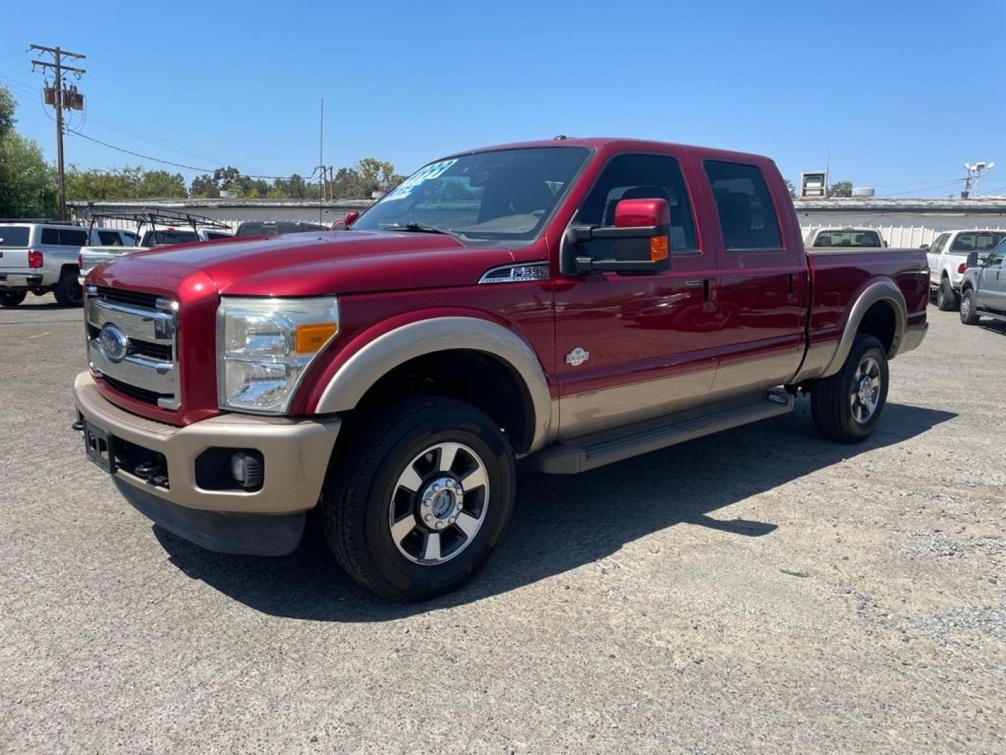 2013 Autumn Red Metallic/Pale Adobe Metallic Ford F-350 Super Duty King Ranch (1FT8W3BT3DE) with an 6.7L Power Stroke 6.7L Biodiesel Turbo V8 400hp 800ft. lbs. Common Rail Direct Injection engine, 6-Speed Shiftable Automatic transmission, located at 800 Riverside Ave, Roseville, CA, 95678, 916-773-4549 & Toll Free: 866-719-4393, 38.732265, -121.291039 - DIESEL CREW CAB 4X4 KING RANCH SERVICE RECORDS - Photo#0
