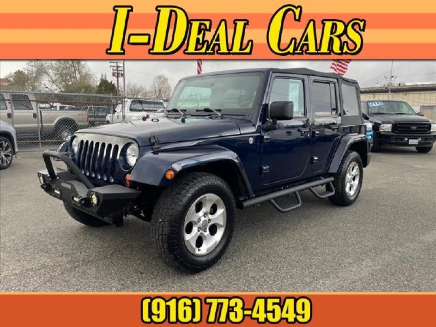 2013 True Blue Pearl Coat Jeep Wrangler Unlimited Sahara (1C4BJWEG7DL) with an 3.6L 3.6L V6 285hp 260ft. lbs. Sequential Multiport Fuel Injection engine, 5-Speed Automatic transmission, located at 800 Riverside Ave, Roseville, CA, 95678, 916-773-4549 & Toll Free: 866-719-4393, 38.732265, -121.291039 - 4X4 UMLIMITED SAHARA NEW SOFT TOP NEW TIRES - Photo#0