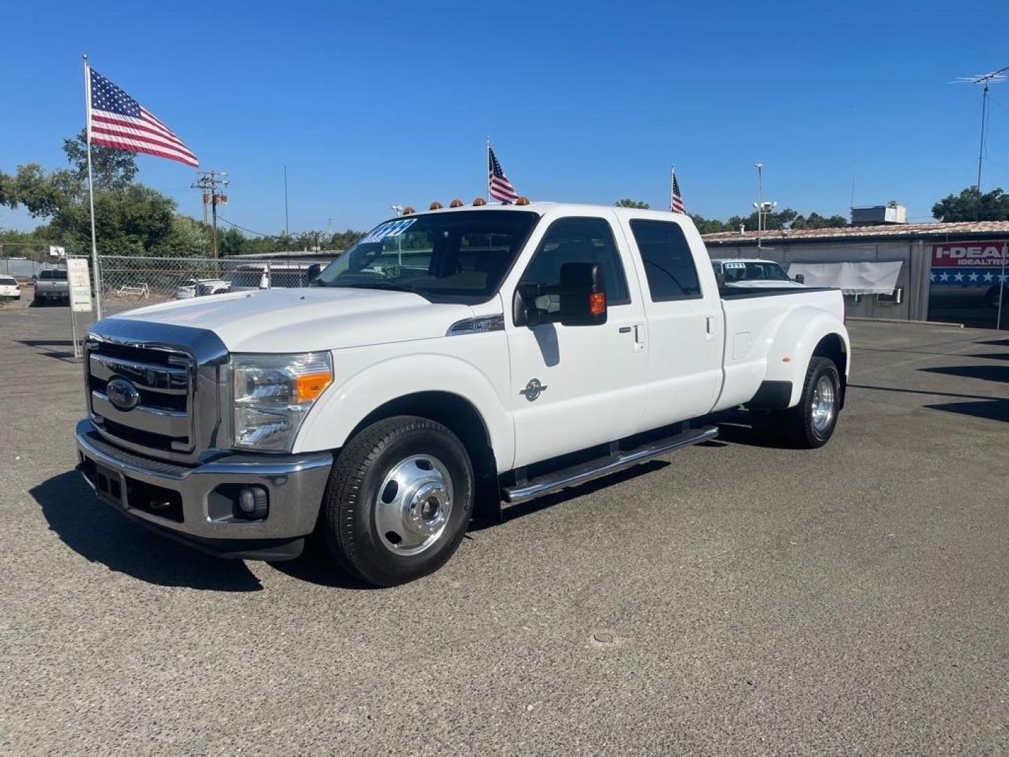 2014 Oxford White Ford F-350 Super Duty Lariat (1FT8W3CT8EE) with an 6.7L Power Stroke 6.7L Biodiesel Turbo V8 400hp 800ft. lbs. Common Rail Direct Injection engine, 6-Speed Shiftable Automatic transmission, located at 800 Riverside Ave, Roseville, CA, 95678, 916-773-4549 & Toll Free: 866-719-4393, 38.732265, -121.291039 - DIESEL CREW CAB DUALLY LARIAT SERVICE RECORDS ON CLEAN CARFAX - Photo#0