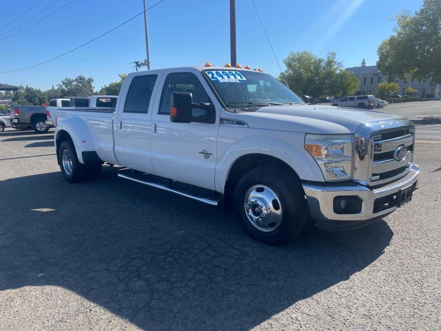 2014 Oxford White Ford F-350 Super Duty Lariat (1FT8W3CT8EE) with an 6.7L Power Stroke 6.7L Biodiesel Turbo V8 400hp 800ft. lbs. Common Rail Direct Injection engine, 6-Speed Shiftable Automatic transmission, located at 800 Riverside Ave, Roseville, CA, 95678, 916-773-4549 & Toll Free: 866-719-4393, 38.732265, -121.291039 - DIESEL CREW CAB DUALLY LARIAT SERVICE RECORDS ON CLEAN CARFAX - Photo#1