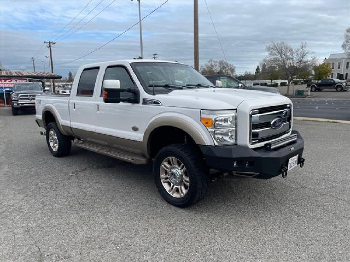 2014 Oxford White/Pale Adobe Metallic Ford F-250 Super Duty King Ranch (1FT7W2BT2EE) with an 6.7L Power Stroke 6.7L Biodiesel Turbo V8 400hp 800ft. lbs. Common Rail Direct Injection engine, 6-Speed Shiftable Automatic transmission, located at 800 Riverside Ave, Roseville, CA, 95678, 916-773-4549 & Toll Free: 866-719-4393, 38.732265, -121.291039 - DIESEL CREW CAB 4X4 FX4 KING RANCH SERVICE RECORDS - Photo#1