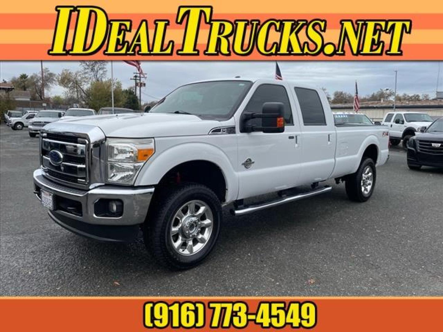2014 Oxford White Ford F-350 Super Duty Lariat (1FT8W3BT3EE) with an 6.7L Power Stroke 6.7L Biodiesel Turbo V8 400hp 800ft. lbs. Common Rail Direct Injection engine, 6-Speed Shiftable Automatic transmission, located at 800 Riverside Ave, Roseville, CA, 95678, 916-773-4549 & Toll Free: 866-719-4393, 38.732265, -121.291039 - DIESEL CREW CAB 4X4 FX4 LARIAT ONE OWNER OIL SERVICE RECORDS REGULARLY CHANGED ONE OWNER MOON ROOF - Photo#0