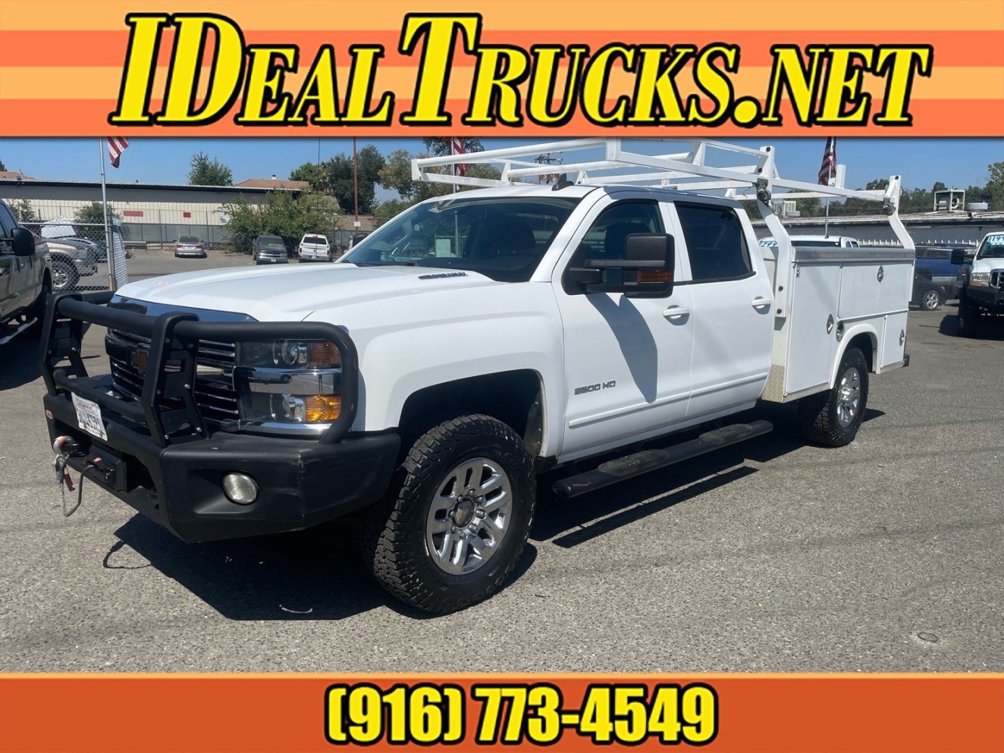 2015 Summit White Chevrolet Silverado 3500HD LT (1GB4KZE82FF) with an 6.6L Duramax 6.6L Diesel Turbo V8 397hp 765ft. lbs. Common Rail Direct Injection engine, Allison 1000 6-Speed Shiftable Automatic transmission, located at 800 Riverside Ave, Roseville, CA, 95678, 916-773-4549 & Toll Free: 866-719-4393, 38.732265, -121.291039 - DURAMAX DIESEL CREW CAB 4X4 LT UTILITY BED ALLISON TRANSMISSION ARB BUMPER WARN WINCH- Photo#0