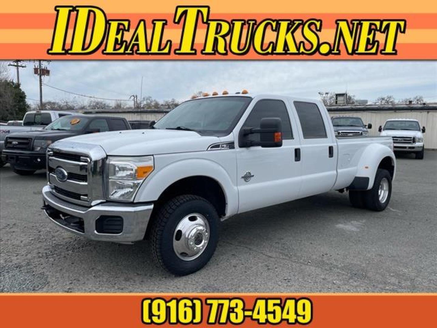 2015 Oxford White Ford F-350 Super Duty XLT (1FT8W3DT1FE) with an 6.7L Power Stroke 6.7L Biodiesel Turbo V8 440hp 860ft. lbs. Common Rail Direct Injection engine, 6-Speed Shiftable Automatic transmission, located at 800 Riverside Ave, Roseville, CA, 95678, 916-773-4549 & Toll Free: 866-719-4393, 38.732265, -121.291039 - DIESEL CREW CAB DUALLY 4X4 XLT CLEAN CARFAX - Photo#0