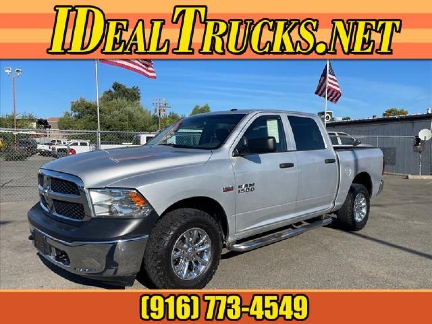 2015 Bright Silver Metallic Clear Coat RAM 1500 Tradesman (3C6RR7KT9FG) with an 5.7L HEMI 5.7L V8 395hp 410ft. lbs. Sequential Multiport Fuel Injection engine, 8-Speed Shiftable Automatic transmission, located at 800 Riverside Ave, Roseville, CA, 95678, 916-773-4549 & Toll Free: 866-719-4393, 38.732265, -121.291039 - 4X4 TRADESMAN CREW CAB 5.7 HEMI V8 - Photo#0