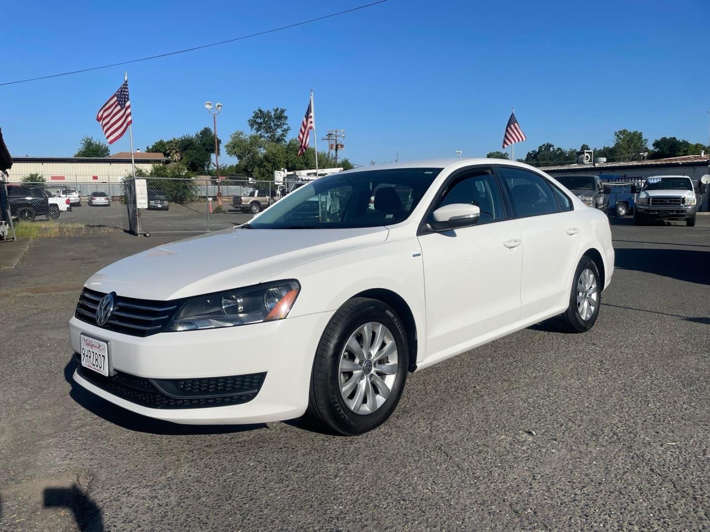 2015 Candy White Volkswagen Passat 1.8T Wolfsburg Edition (1VWAT7A35FC) with an 1.8L 1.8L Turbo I4 170hp 184ft. lbs. Direct Injection engine, 6-Speed Shiftable Automatic transmission, located at 800 Riverside Ave, Roseville, CA, 95678, 916-773-4549 & Toll Free: 866-719-4393, 38.732265, -121.291039 - Photo#0