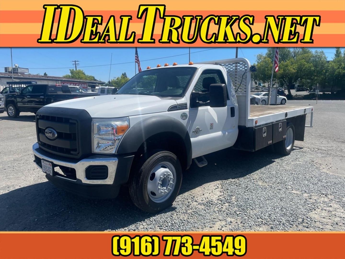2016 White Ford F-550 Super Duty Chassis XL Regular Cab 165 RWD (1FDUF5GT3GE) with an 8 Cylinder Other engine, 6-Speed Automatic transmission, located at 800 Riverside Ave, Roseville, CA, 95678, 916-773-4549 & Toll Free: 866-719-4393, 38.732265, -121.291039 - DIESEL FLATBED- Photo#0