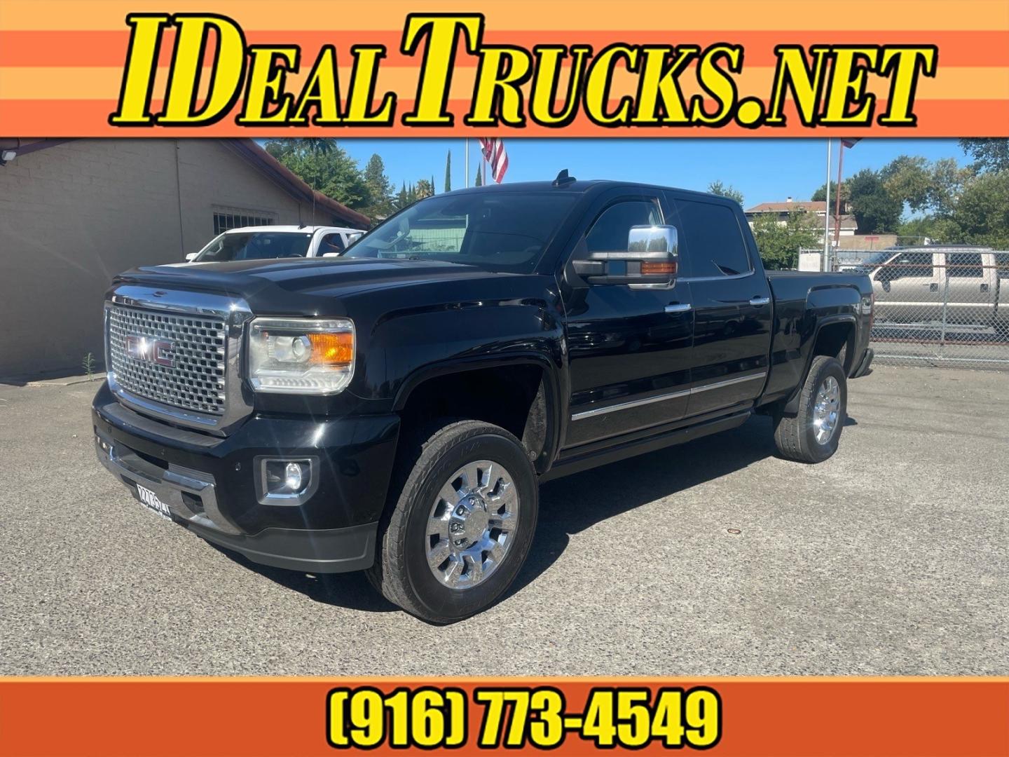 2016 Onyx Black GMC Sierra 2500HD Denali (1GT12UE83GF) with an 6.6L Duramax 6.6L Diesel Turbo V8 397hp 765ft. lbs. Common Rail Direct Injection engine, Allison 1000 6-Speed Shiftable Automatic transmission, located at 800 Riverside Ave, Roseville, CA, 95678, 916-773-4549 & Toll Free: 866-719-4393, 38.732265, -121.291039 - DURAMAX DIESEL CREW CAB 4X4 DENALI CP3 FUEL PUMP CONVERSION- Photo#0