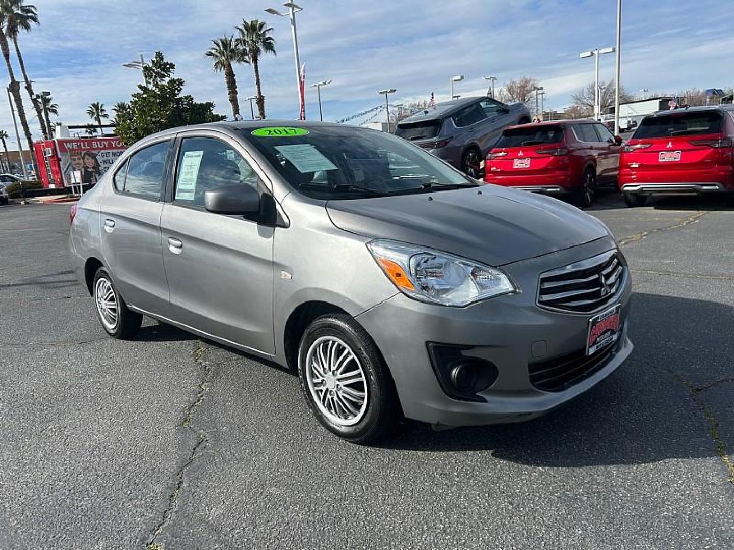 2017 GRAY Mitsubishi Mirage G4 (ML32F3FJ2HH) with an 3-Cyl 1.2 Liter engine, Automatic transmission, located at 412 Auto Vista Drive, Palmdale, 93551, (661) 945-0620, 34.592636, -118.136681 - Photo#0