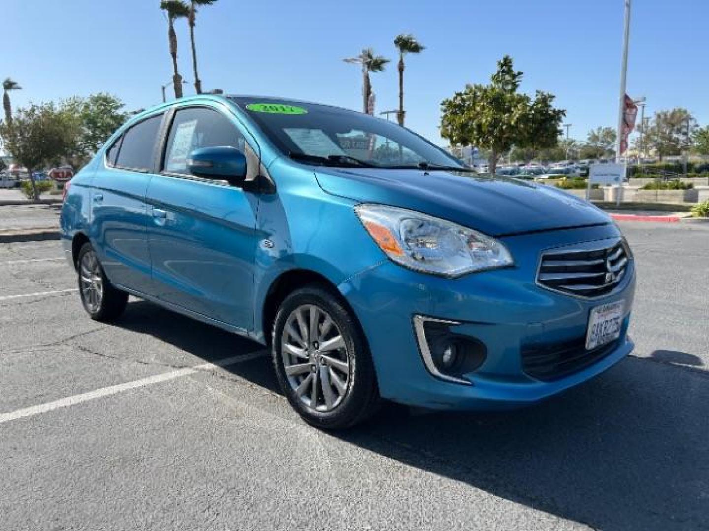 2017 BLUE Mitsubishi Mirage G4 (ML32F4FJ1HH) with an 3-Cyl 1.2 Liter engine, Automatic CVT transmission, located at 412 Auto Vista Drive, Palmdale, 93551, (661) 945-0620, 34.592636, -118.136681 - Photo#0