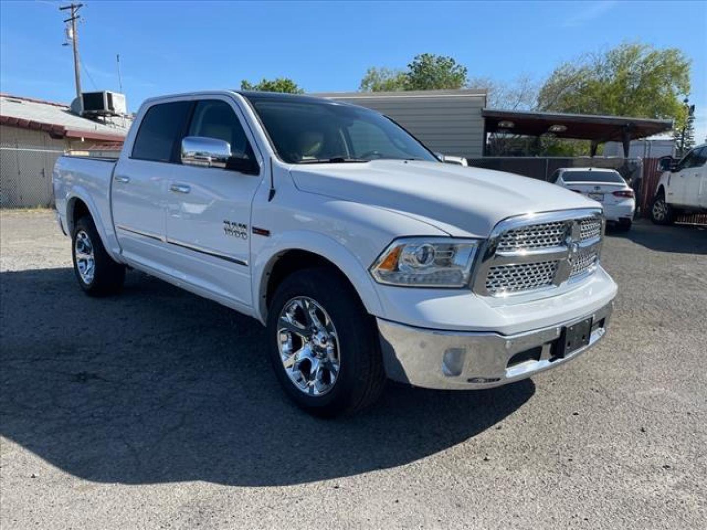 2017 Bright White Clear Coat RAM 1500 Laramie (1C6RR7NM4HS) with an 3.0L EcoDiesel 3.0L Biodiesel Turbo V6 240hp 420ft. lbs. Common Rail Direct Injection engine, 8-Speed Shiftable Automatic transmission, located at 800 Riverside Ave, Roseville, CA, 95678, 916-773-4549 & Toll Free: 866-719-4393, 38.732265, -121.291039 - ECODIESEL CREW CAB 4X4 LARAMIE LEATHER CLEAN CARFAX - Photo#1