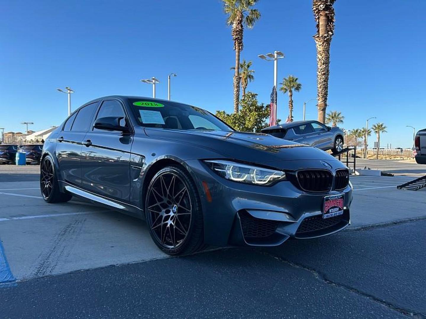 2018 GRAY BMW M3 (WBS8M9C50J5) with an 6-Cyl Twin Turbo 3.0 Liter engine, located at 412 Auto Vista Drive, Palmdale, 93551, (661) 945-0620, 34.592636, -118.136681 - Photo#0