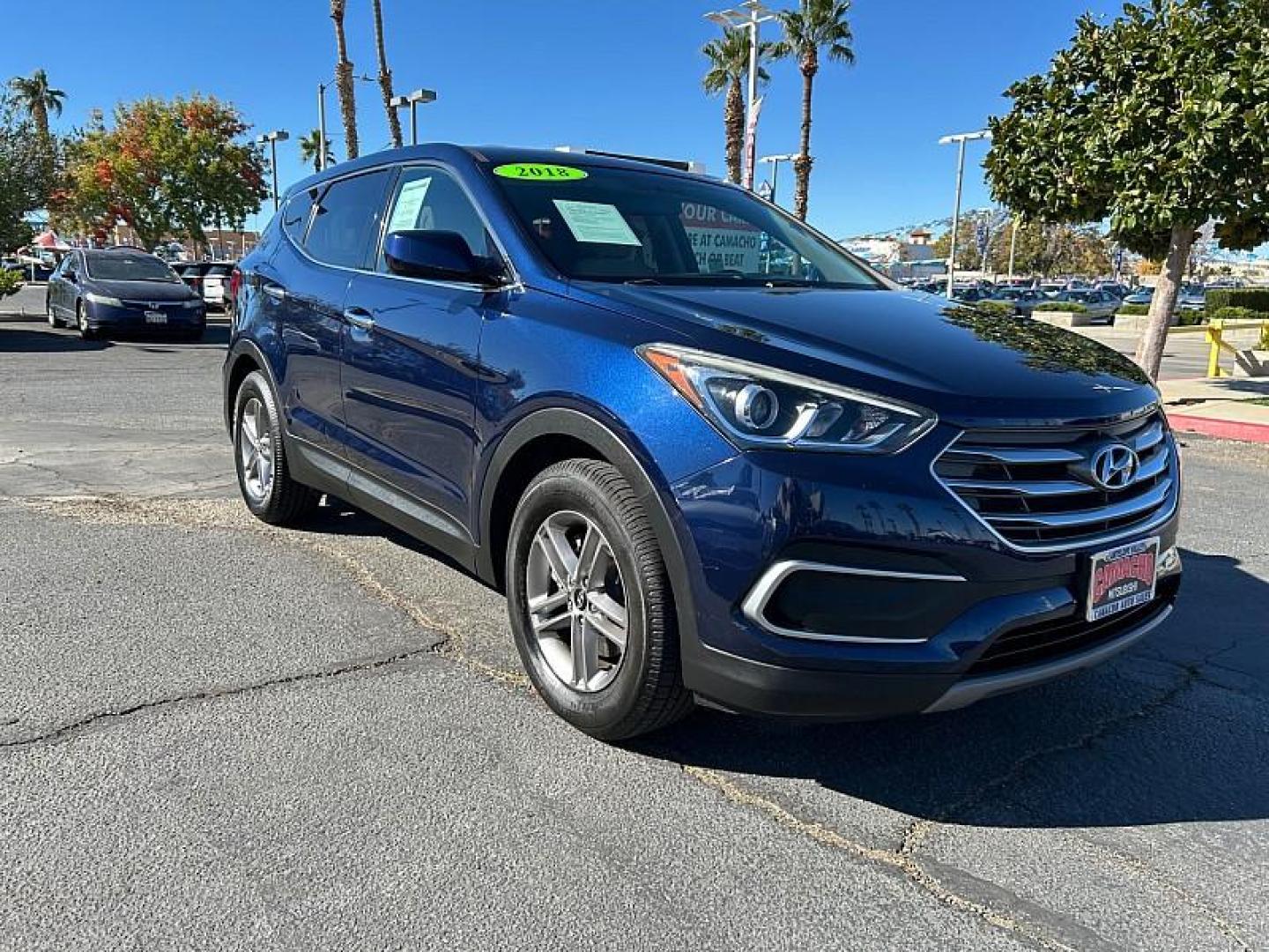 2018 BLUE Hyundai Santa Fe Sport (5XYZTDLB1JG) with an 4-Cyl GDI 2.4 Liter engine, Automatic 6-Spd w/Shiftronic transmission, located at 412 Auto Vista Drive, Palmdale, 93551, (661) 945-0620, 34.592636, -118.136681 - Photo#1