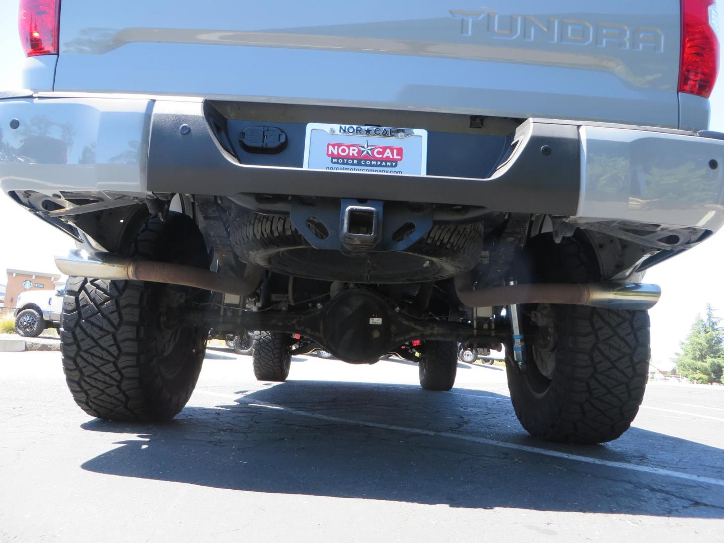 2018 Gray /Black Toyota Tundra SR5 5.7L V8 CrewMax 4WD (5TFDY5F15JX) with an 5.7L V8 DOHC 32V engine, 6A transmission, located at 2630 Grass Valley Highway, Auburn, CA, 95603, (530) 508-5100, 38.937893, -121.095482 - Lifted Tundra sitting on a Pro Comp 6" Lift kit, 37" Nitto Ridge Grappler tires, 20" Fuel Recoil wheels, N-Fab running boards, Grille Mounted Light Bar, Bilstein 5100 rear shocks, TRD dual exhaust, Fender Flares, and window tint. - Photo#13
