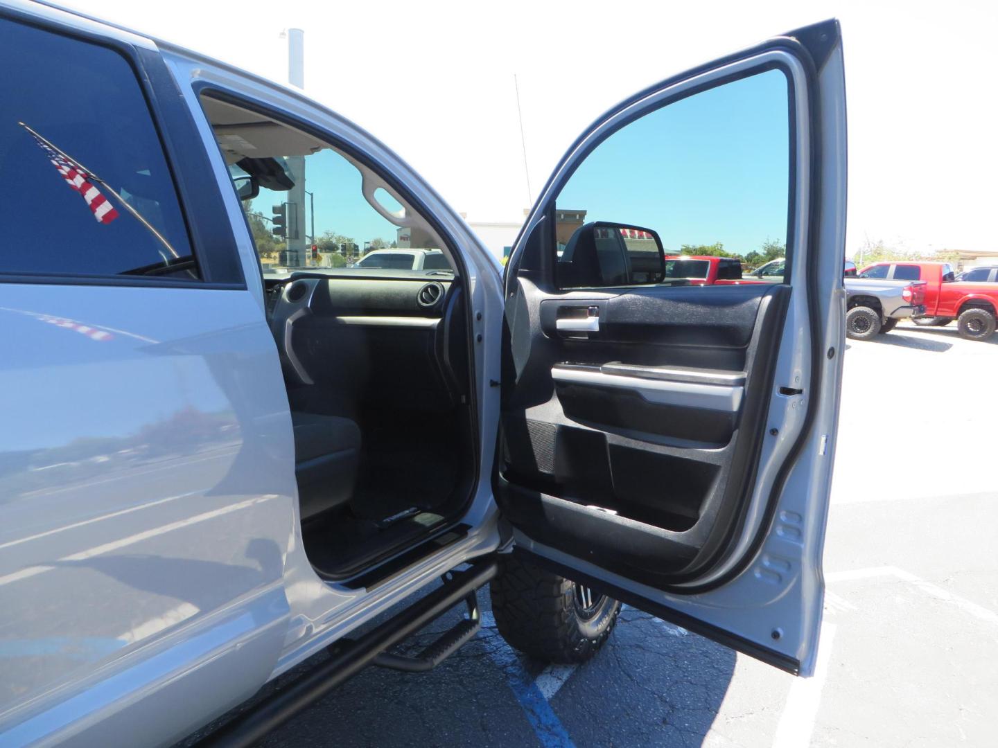 2018 Gray /Black Toyota Tundra SR5 5.7L V8 CrewMax 4WD (5TFDY5F15JX) with an 5.7L V8 DOHC 32V engine, 6A transmission, located at 2630 Grass Valley Highway, Auburn, CA, 95603, (530) 508-5100, 38.937893, -121.095482 - Lifted Tundra sitting on a Pro Comp 6" Lift kit, 37" Nitto Ridge Grappler tires, 20" Fuel Recoil wheels, N-Fab running boards, Grille Mounted Light Bar, Bilstein 5100 rear shocks, TRD dual exhaust, Fender Flares, and window tint. - Photo#43