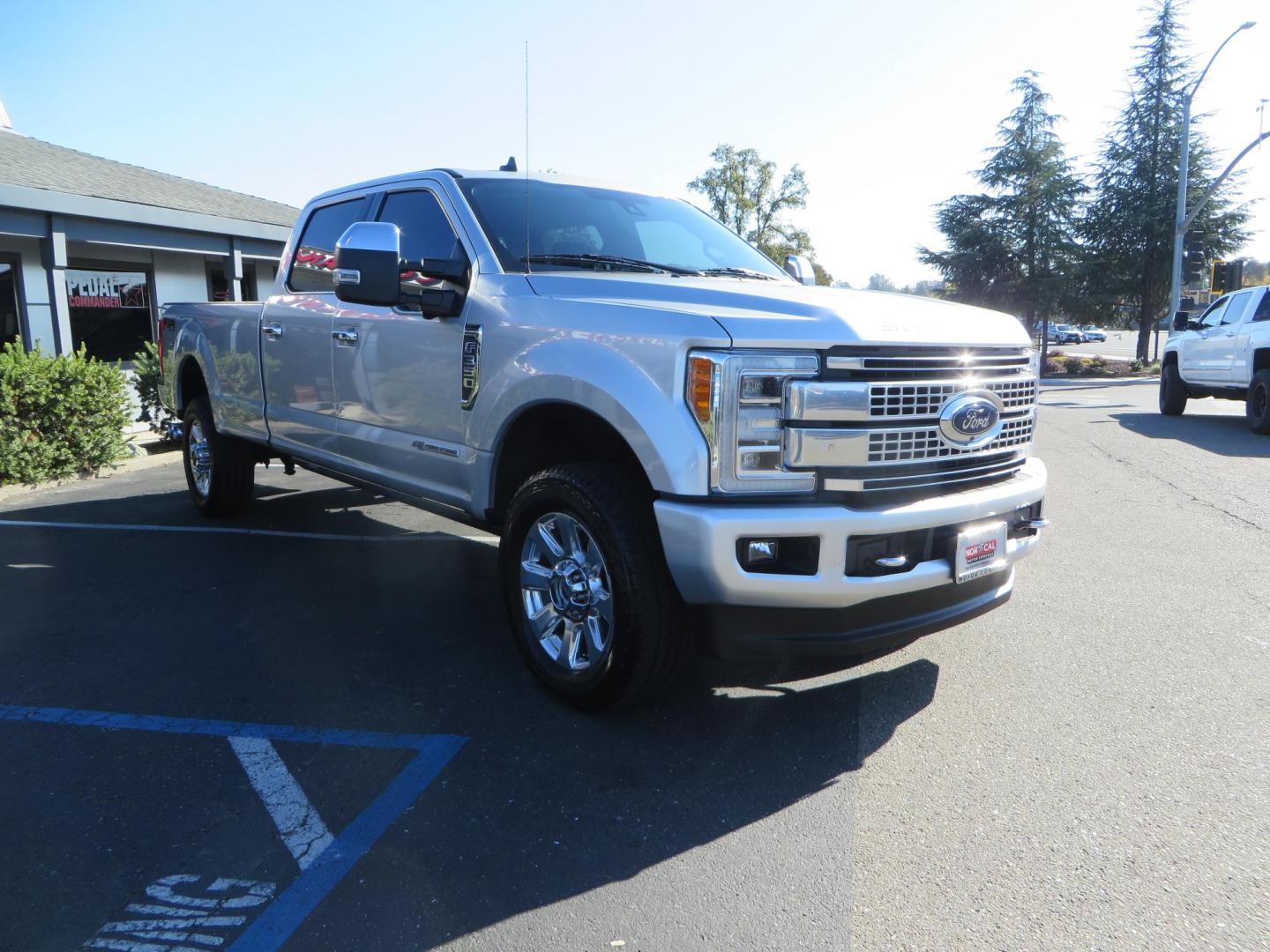 2019 SILVER /black Ford F-350 SD Platinum Crew Cab 4WD Long Bed (1FT8W3BT7KE) with an 6.7L V8 OHV 16V DIESEL engine, 6A transmission, located at 2630 Grass Valley Highway, Auburn, CA, 95603, (530) 508-5100, 38.937893, -121.095482 - Lond Bed Superduty with factory 5th wheel prep ready to tow with Rigid industries back up lights. - Photo#1