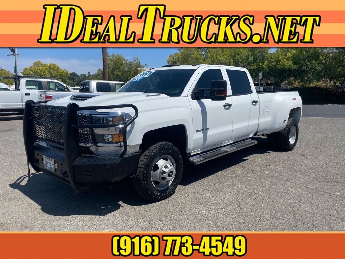 2019 Summit White Chevrolet Silverado 3500HD Work Truck (1GC4KVCY0KF) with an 6.6L Duramax 6.6L Biodiesel Turbo V8 445hp 910ft. lbs. Common Rail Direct Injection engine, Allison 1000 6-Speed Shiftable Automatic transmission, located at 800 Riverside Ave, Roseville, CA, 95678, 916-773-4549 & Toll Free: 866-719-4393, 38.732265, -121.291039 - DURAMAX DIESEL CREW CAB DUALLY 4X4 DIESEL ALLISON TRANSMISSION SERVICE RECORDS ON CLEAN CARFAX- Photo#0