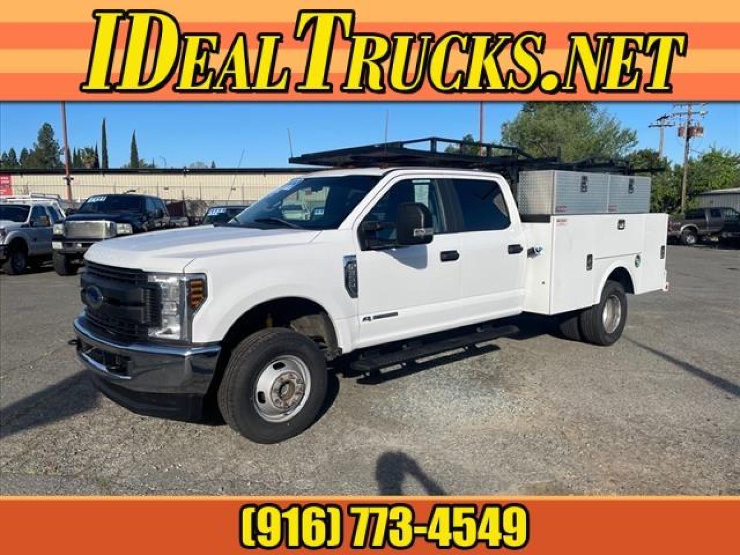 2019 White Ford F-350 Super Duty XL (1FD8W3HT2KE) with an 6.7L Power Stroke 6.7L Biodiesel Turbo V8 330hp 750ft. lbs. Common Rail Direct Injection engine, 6-Speed Shiftable Automatic transmission, located at 800 Riverside Ave, Roseville, CA, 95678, 916-773-4549 & Toll Free: 866-719-4393, 38.732265, -121.291039 - DIESEL CREW CAB DUALLY 4X4 UTILITY BED SERVICE RECORDS ON CLEAN CARFAX - Photo#0