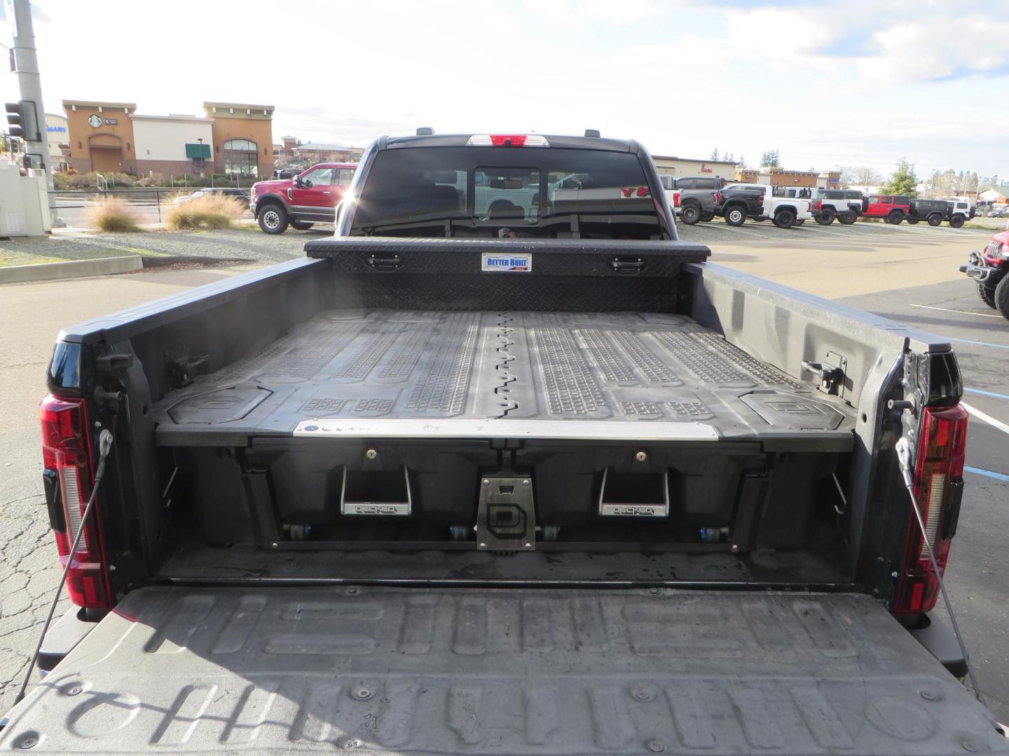 2020 BLACK /BROWN Ford F-350 SD King Ranch Crew Cab Long Bed 4WD (1FT8W3BT7LE) with an 6.7L V8 OHV 16V DIESEL engine, 6A transmission, located at 2630 Grass Valley Highway, Auburn, CA, 95603, (530) 508-5100, 38.937893, -121.095482 - Features a Decked Truck Bed storage system, Better Build toolbox, Bolt cable locks, Bug Defelector, and Weathertech side window deflectors.- Photo#11