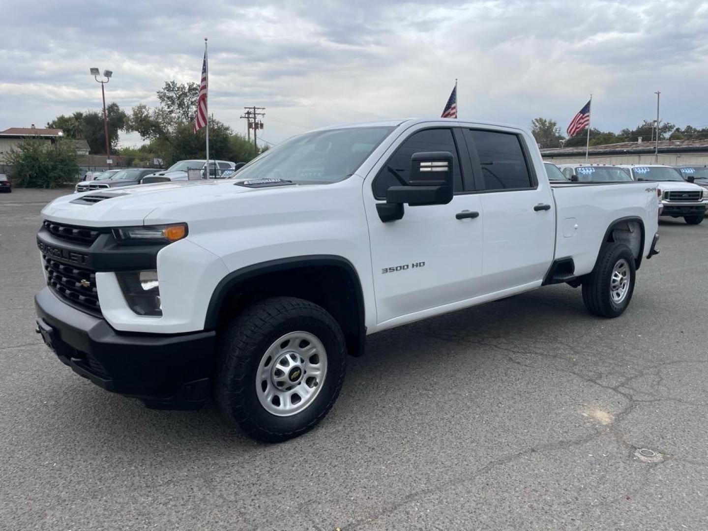 2020 Summit White Chevrolet Silverado 3500HD Work Truck (1GC4YSEY5LF) with an 6.6L Duramax 6.6L Biodiesel Turbo V8 445hp 910ft. lbs. Common Rail Direct Injection engine, 6-Speed Shiftable Automatic transmission, located at 800 Riverside Ave, Roseville, CA, 95678, 916-773-4549 & Toll Free: 866-719-4393, 38.732265, -121.291039 - DURAMAX DIESEL CREW CAB 4X4 ALLISON TRANSMISSION SERVICE RECORDS ONE OWNER - Photo#0