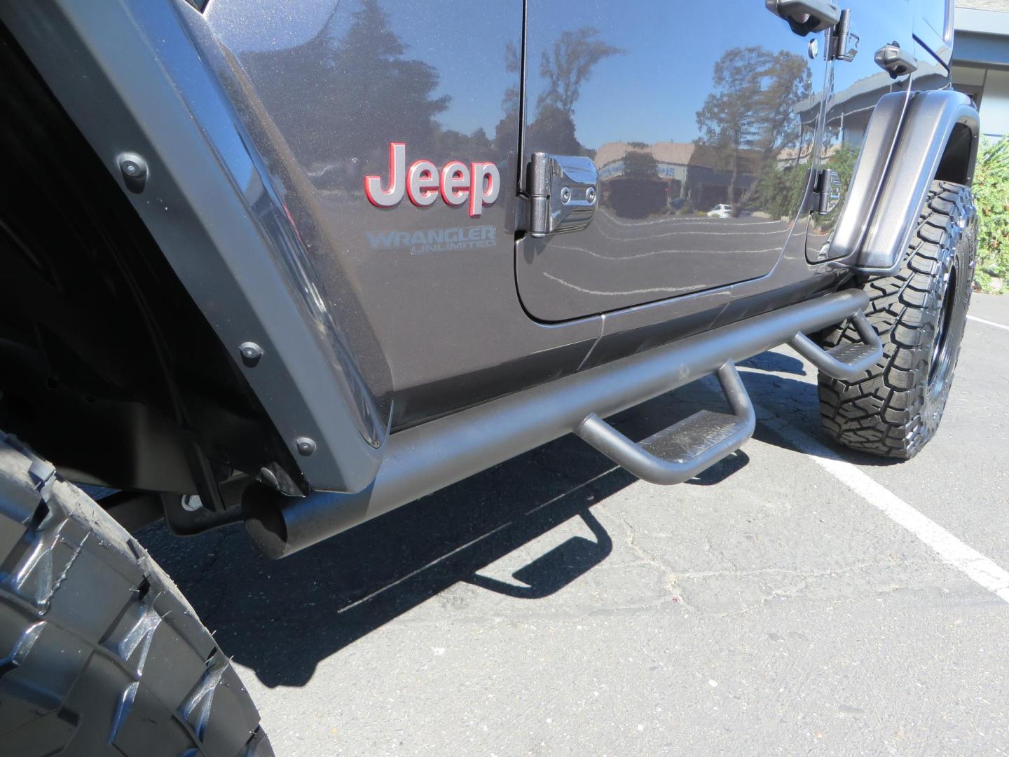 2020 Gray Jeep Wrangler Unlimited Rubicon (1C4HJXFN0LW) with an 2.0L L4 DOHC 16V TURBO engine, 6A transmission, located at 2630 Grass Valley Highway, Auburn, CA, 95603, (530) 508-5100, 38.937893, -121.095482 - Features a 3" Zone offroad suspension system, Fox Adventure series shocks, 37" Toyo RT tires, 17" Double Black Method NV wheels, Teraflex HD spare tire carrier, Nerf steps, and roof rack crossbars. - Photo#10