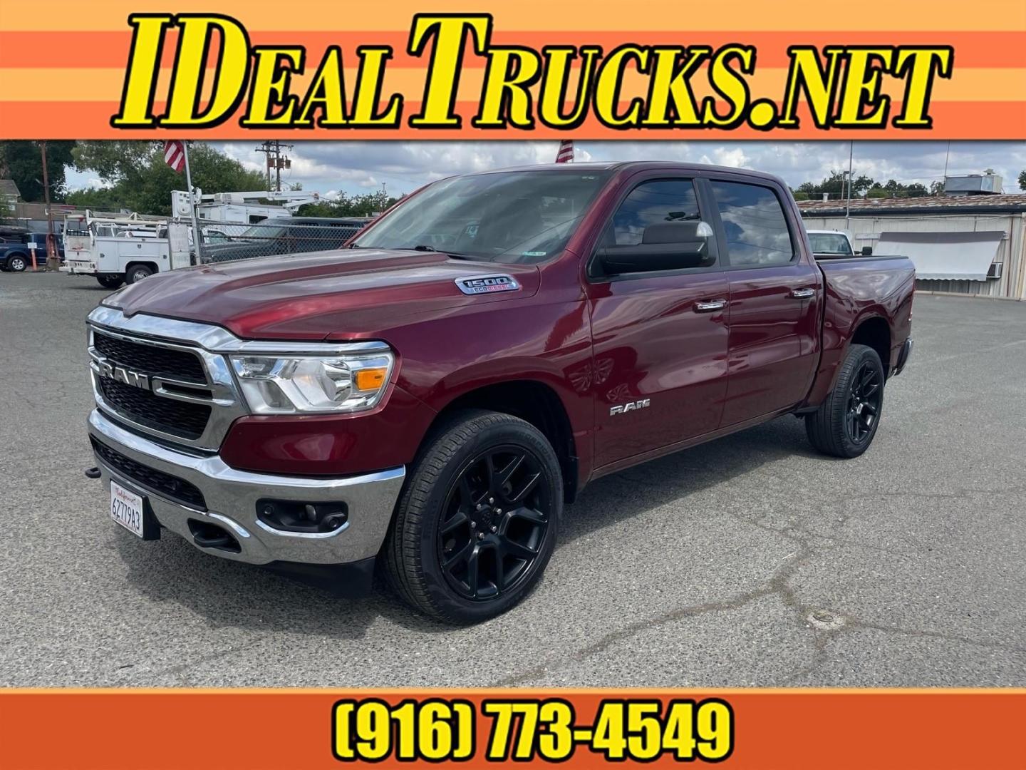 2020 Delmonico Red Pearl Coat RAM 1500 Big Horn (1C6SRFFM0LN) with an 3.0L EcoDiesel 3.0L Biodiesel Turbo V6 260hp 480ft. lbs. Common Rail Direct Injection engine, 8-Speed Shiftable Automatic transmission, located at 800 Riverside Ave, Roseville, CA, 95678, 916-773-4549 & Toll Free: 866-719-4393, 38.732265, -121.291039 - Photo#0