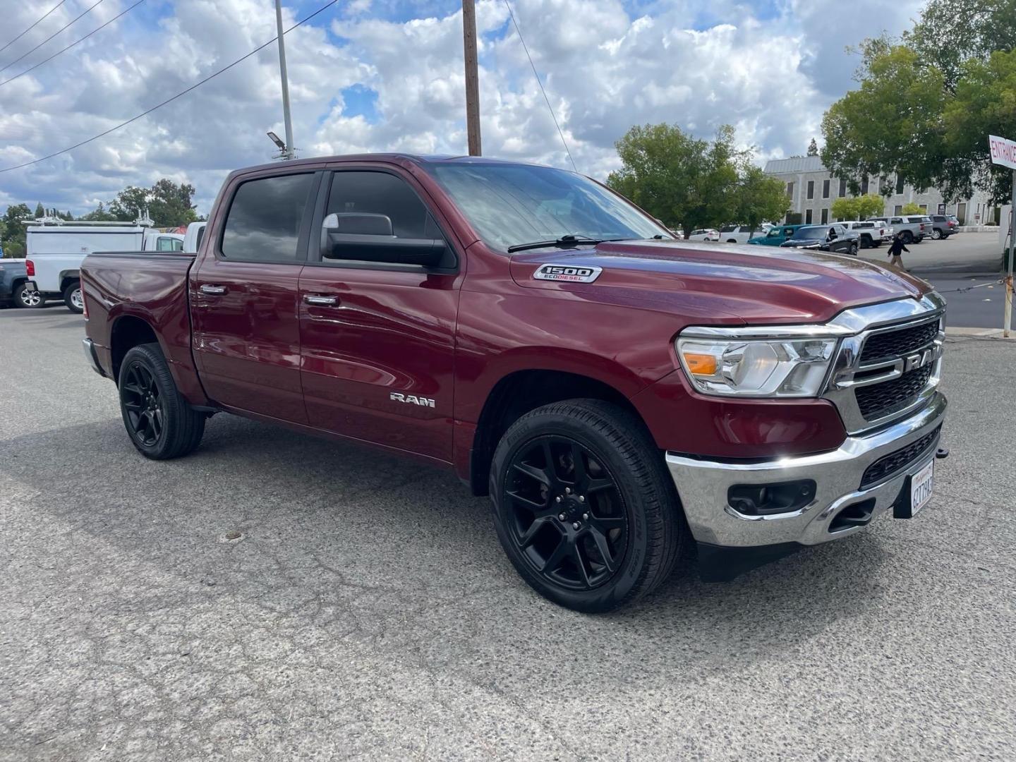 2020 Delmonico Red Pearl Coat RAM 1500 Big Horn (1C6SRFFM0LN) with an 3.0L EcoDiesel 3.0L Biodiesel Turbo V6 260hp 480ft. lbs. Common Rail Direct Injection engine, 8-Speed Shiftable Automatic transmission, located at 800 Riverside Ave, Roseville, CA, 95678, 916-773-4549 & Toll Free: 866-719-4393, 38.732265, -121.291039 - Photo#1