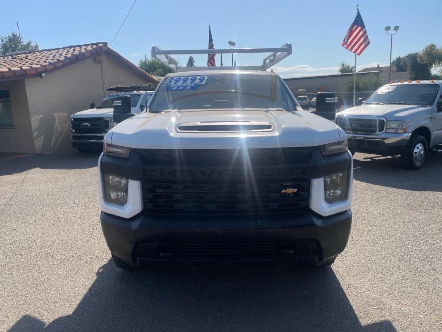 2021 Summit White Chevrolet Silverado 3500HD Work Truck (1GB4YSEY7MF) with an 6.6L Duramax 6.6L Biodiesel Turbo V8 445hp 910ft. lbs. Common Rail Direct Injection engine, Allison 10-Speed Shiftable Automatic transmission, located at 800 Riverside Ave, Roseville, CA, 95678, 916-773-4549 & Toll Free: 866-719-4393, 38.732265, -121.291039 - DIESEL CREW CAB 4X4 UTILITY BED ALLISON TRANSMISSION ONE OWNER SERVICE RECORDS ON CLEAN CARFAX - Photo#8
