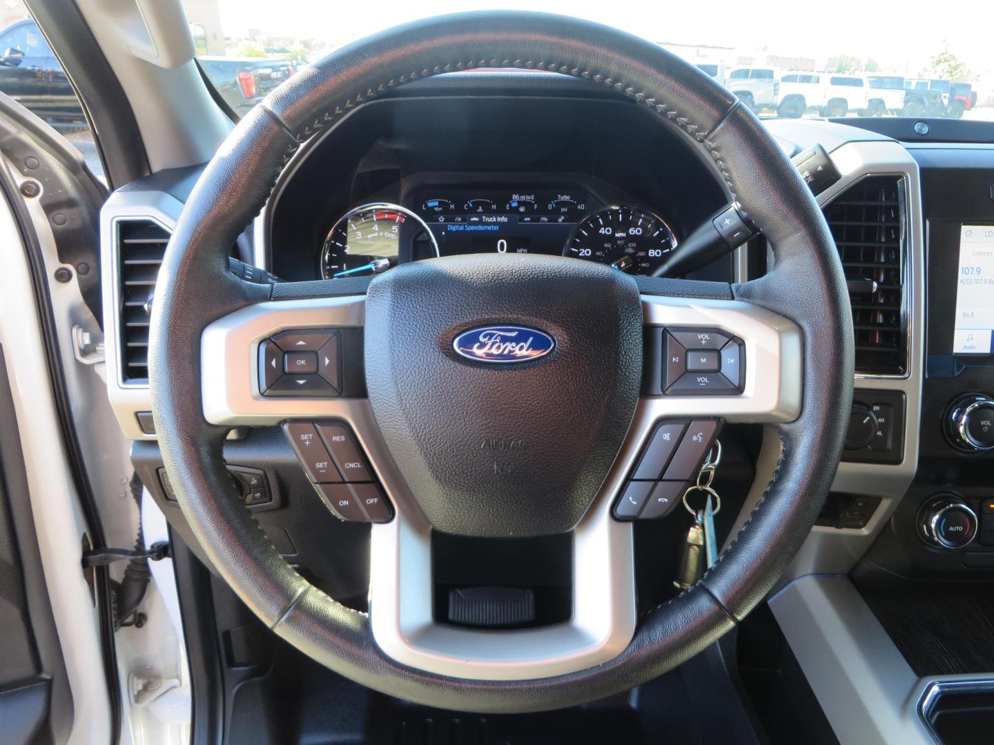 2021 White /BLACK Ford F-250 SD Lariat Crew Cab 4WD (1FT7W2BTXME) with an 6.7L V8 OHV 16V DIESEL engine, 6A transmission, located at 2630 Grass Valley Highway, Auburn, CA, 95603, (530) 508-5100, 38.937893, -121.095482 - Features a BDS level kit with Fox 2.0 shocks, 35" Toyo Open Country RT trail tires, 18" KMC IMS wheels, Weathertech Bug deflector and floor liners. - Photo#35