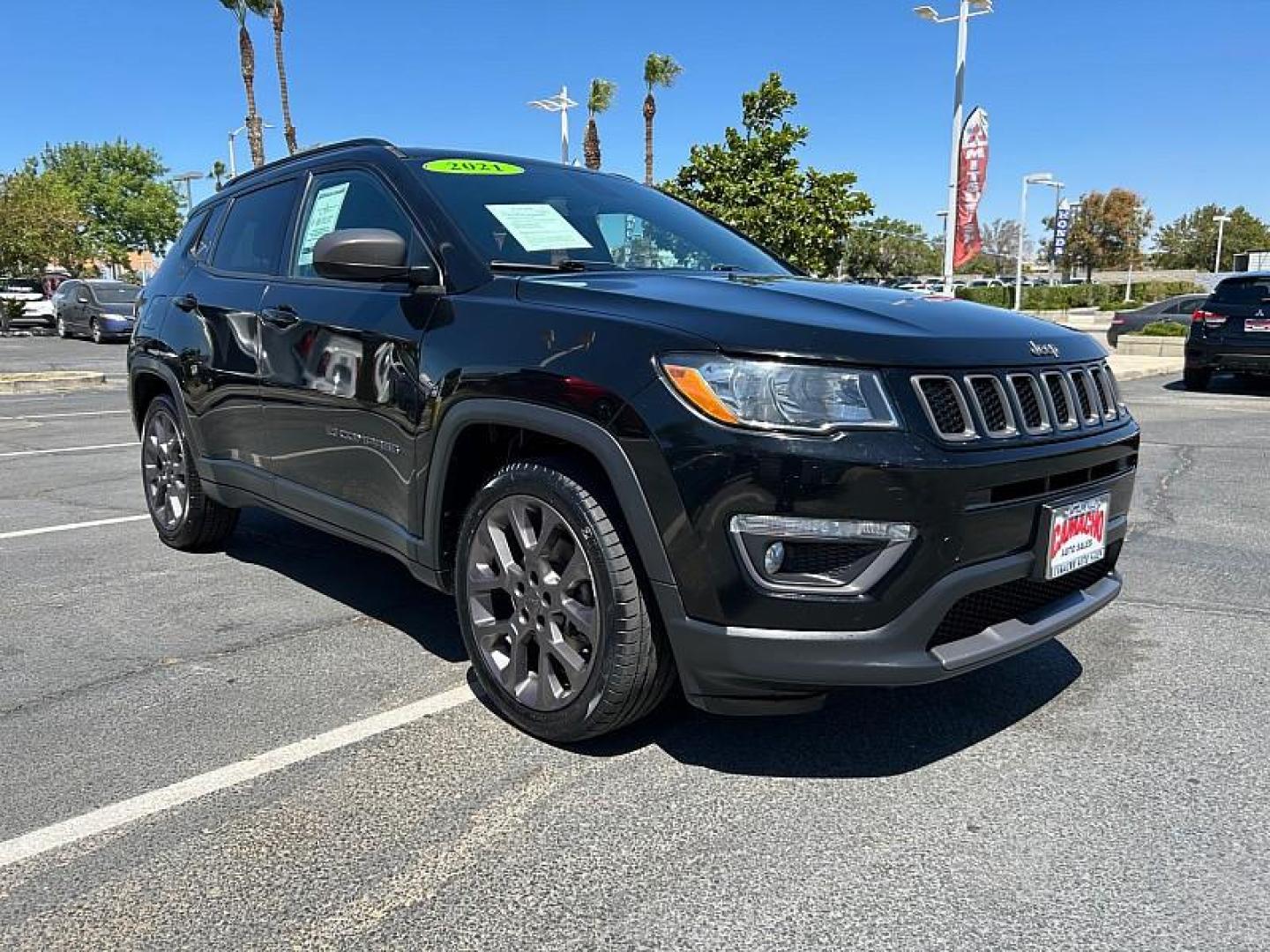 2021 BLACK Jeep Compass (3C4NJCEB3MT) with an 4-Cyl MultiAir PZEV 2.4 Liter engine, Automatic 6-Spd transmission, located at 412 Auto Vista Drive, Palmdale, 93551, (661) 945-0620, 34.592636, -118.136681 - Photo#0