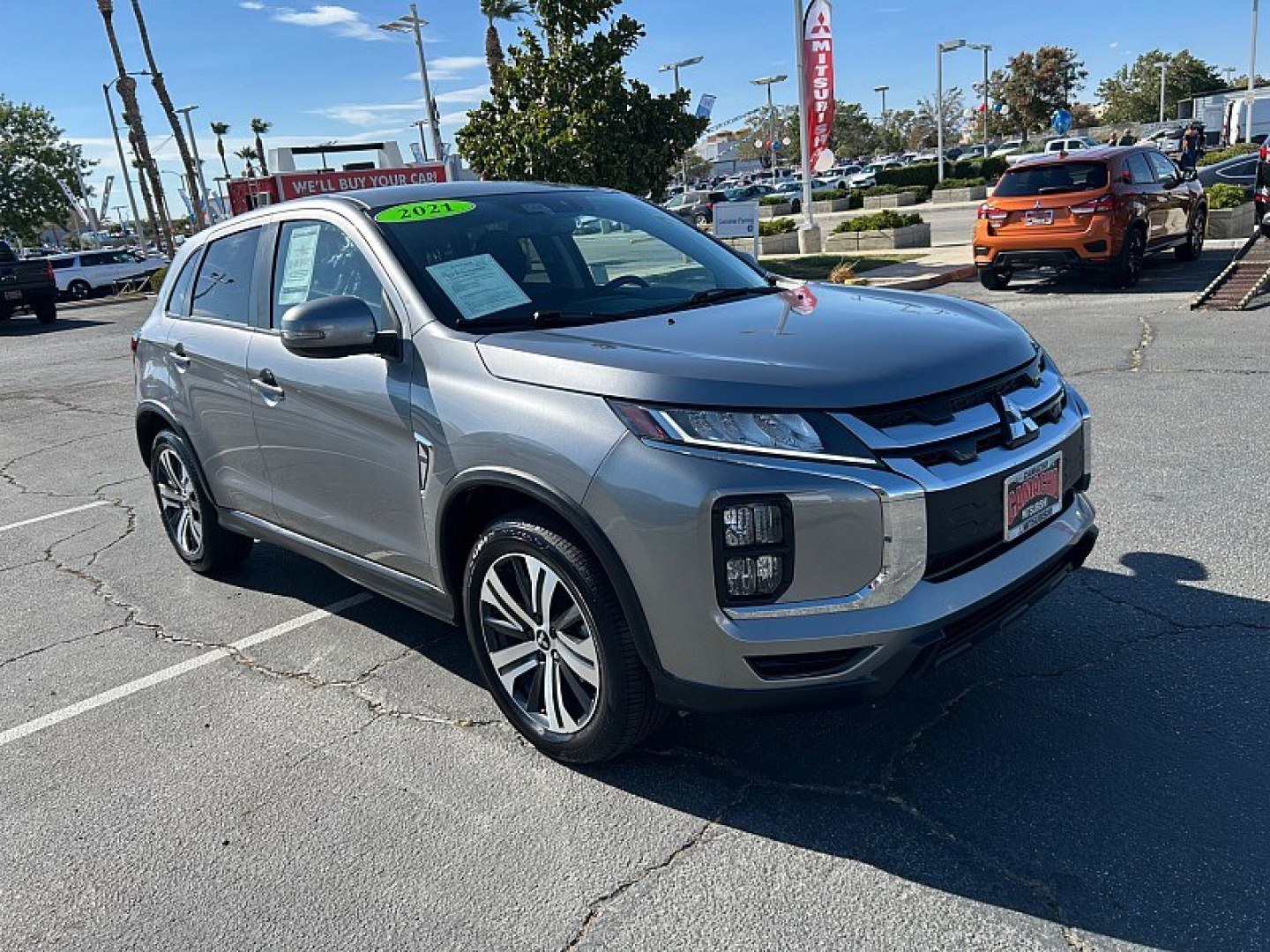 2021 Gray Mitsubishi Outlander Sport (JA4APVAU3MU) with an 4-Cyl 2.0 Liter engine, Automatic CVT transmission, located at 412 Auto Vista Drive, Palmdale, 93551, (661) 945-0620, 34.592636, -118.136681- Photo#0