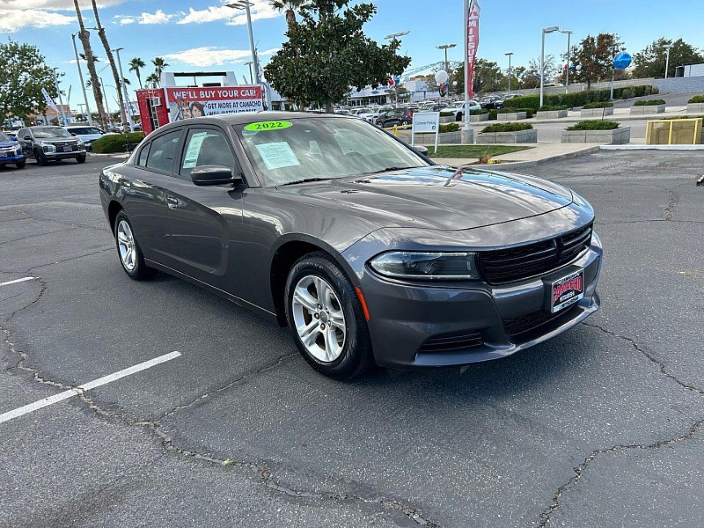 2022 GRAY Dodge Charger (2C3CDXBG4NH) with an V6 3.6 Liter engine, Automatic 8-Spd w/AutoStick transmission, located at 412 Auto Vista Drive, Palmdale, 93551, (661) 945-0620, 34.592636, -118.136681- Photo#0