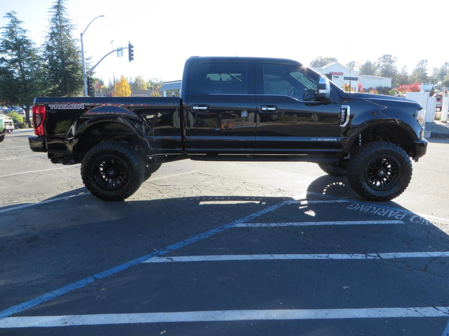 2022 BLACK /BLACK Ford F-250 SD Platinum Tremor Crew Cab Short Bed 4WD (1FT8W2BT2NE) with an 6.7L V8 OHV 16V DIESEL engine, 10 speed transmission, located at 2630 Grass Valley Highway, Auburn, CA, 95603, (530) 508-5100, 38.937893, -121.095482 - Features - BDS 4" Radius arm suspension system, Fox 2.0 shocks, Dual Fox steering stabilizers, 37" Nitto Ridge Grappler tires, 20" Fuel Rebel wheels, Airlift air bags, Airlift wireless 1 compressor, and window tint. - Photo#5