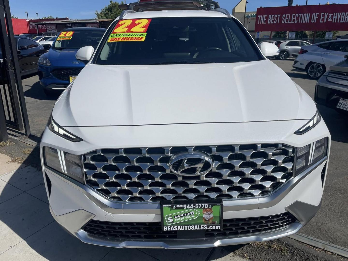 2022 WHITE Hyundai Santa Fe Plug-In Hybrid SEL (KM8S6DA23NU) with an 1.6L L4 DOHC 16V HYBRID engine, 6A transmission, located at 744 E Miner Ave, Stockton, CA, 95202, (209) 944-5770, 37.956863, -121.282082 - PLUS TAXES AND FEES NO CHARGER AVAILABLE - Photo#2