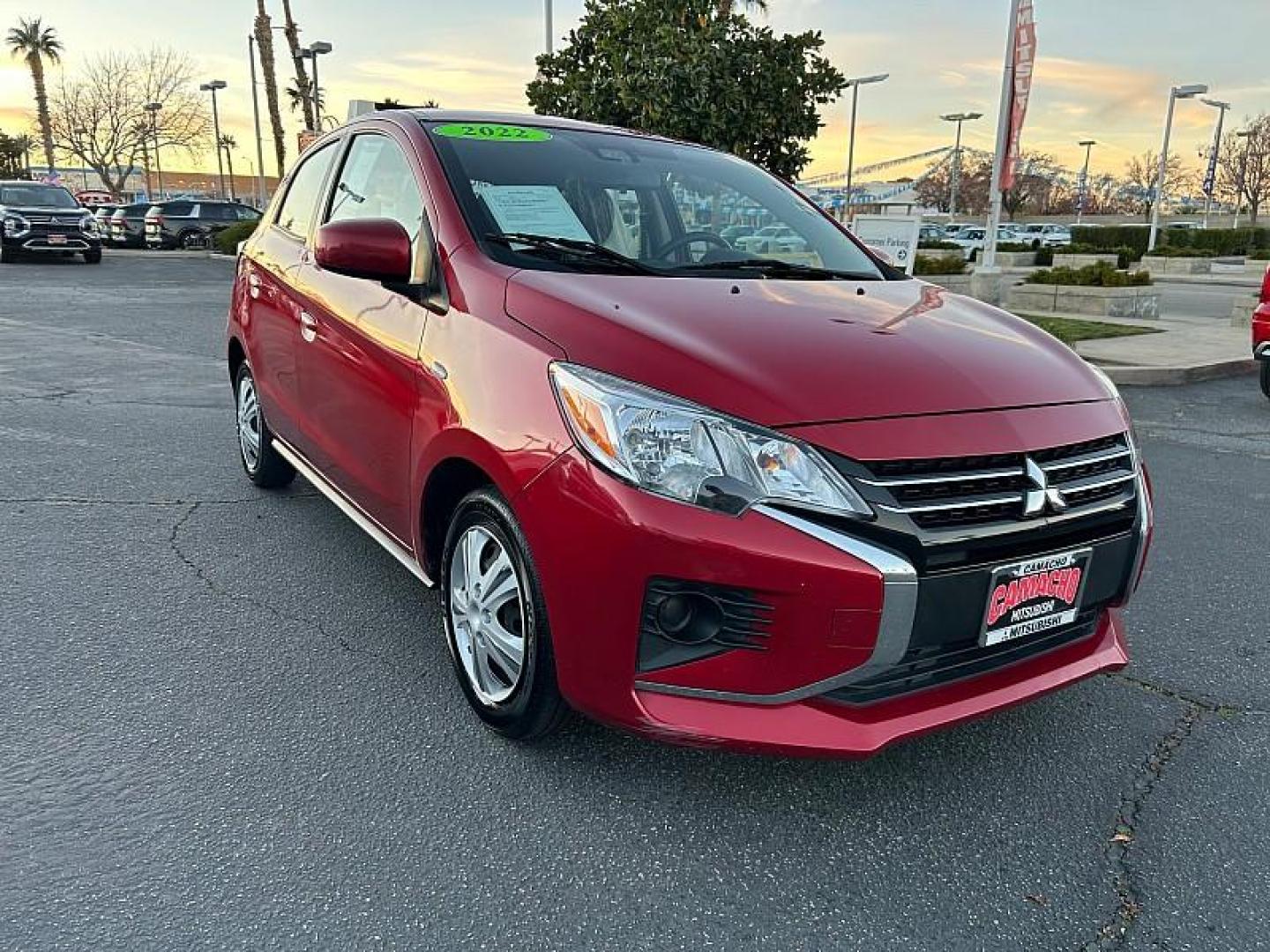 2022 RED Mitsubishi Mirage (ML32AUHJ4NH) with an 3-Cyl 1.2 Liter engine, Automatic CVT transmission, located at 412 Auto Vista Drive, Palmdale, 93551, (661) 945-0620, 34.592636, -118.136681 - Photo#1