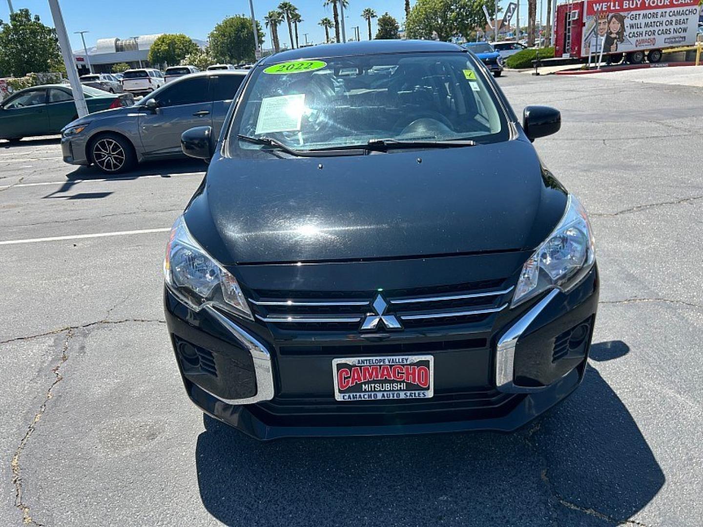 2022 Black Mitsubishi Mirage (ML32AUHJ8NH) with an 3-Cyl 1.2 Liter engine, Automatic CVT transmission, located at 412 Auto Vista Drive, Palmdale, 93551, (661) 945-0620, 34.592636, -118.136681- Photo#1