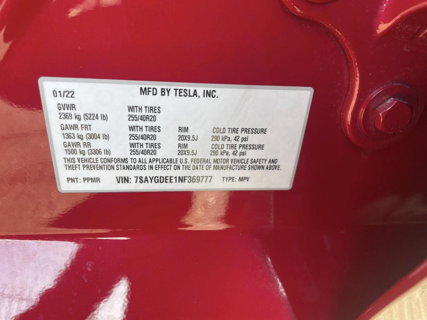 2022 RED Tesla Model Y Long Range (7SAYGDEE1NF) with an ELECTRIC engine, 1A transmission, located at 744 E Miner Ave, Stockton, CA, 95202, (209) 944-5770, 37.956863, -121.282082 - PLUS TAXES AND FEES - Photo#10