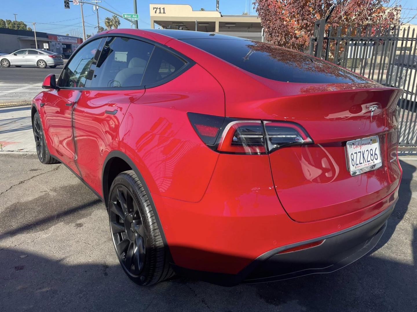 2022 RED Tesla Model Y Long Range (7SAYGDEE1NF) with an ELECTRIC engine, 1A transmission, located at 744 E Miner Ave, Stockton, CA, 95202, (209) 944-5770, 37.956863, -121.282082 - PLUS TAXES AND FEES - Photo#7