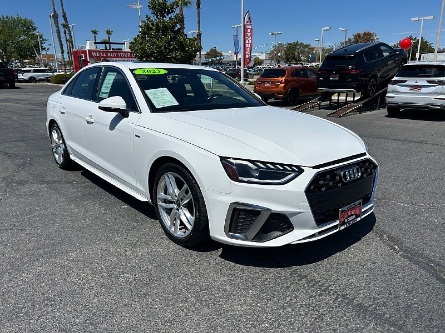 2023 White Audi A4 Sedan (WAUEAAF41PN) with an 4-Cyl Turbo 2.0L Hybrid engine, Automatic 7-Spd S tronic Dual-Clutch transmission, located at 412 Auto Vista Drive, Palmdale, 93551, (661) 945-0620, 34.592636, -118.136681- Photo#0