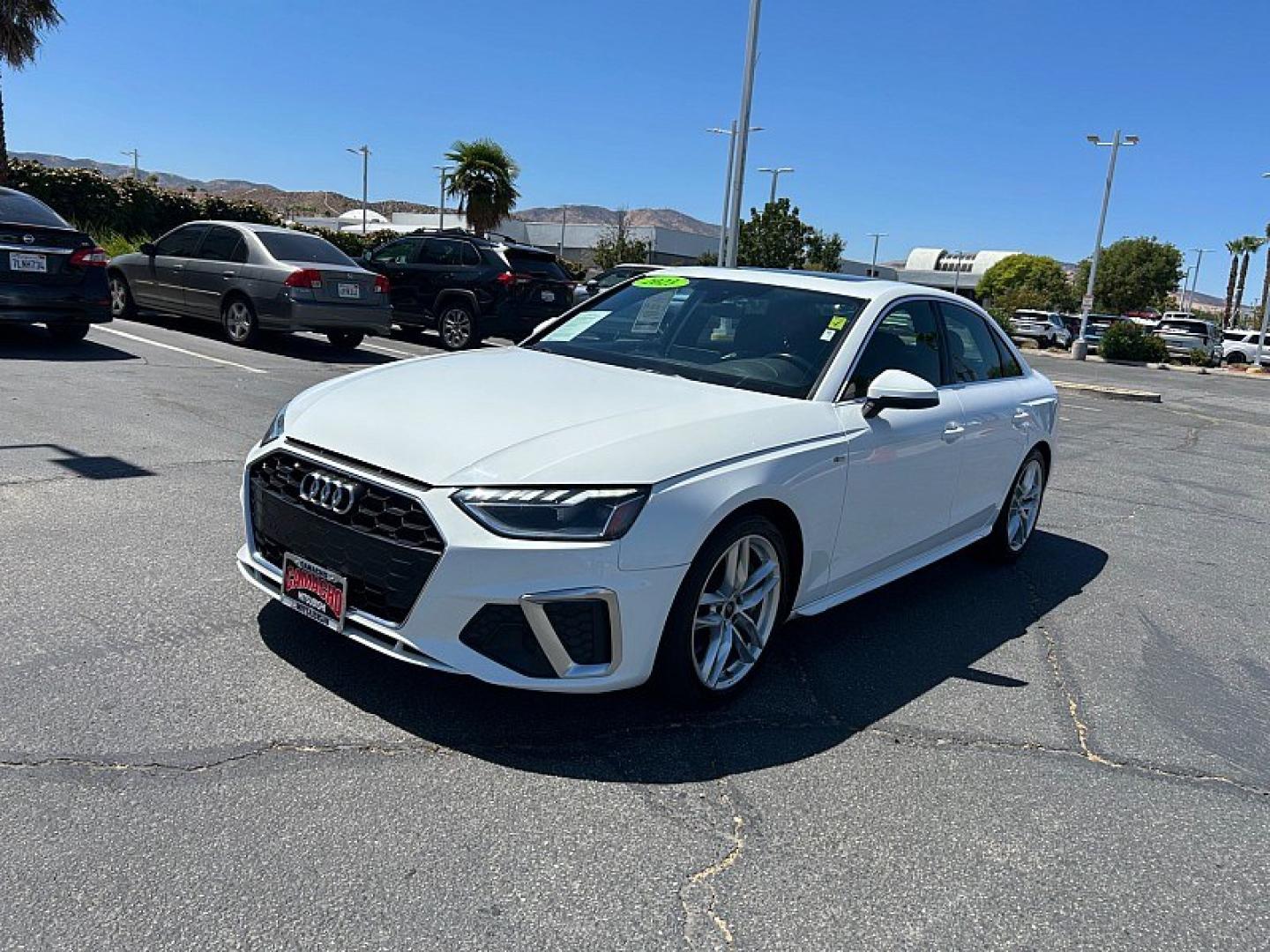 2023 White Audi A4 Sedan (WAUEAAF41PN) with an 4-Cyl Turbo 2.0L Hybrid engine, Automatic 7-Spd S tronic Dual-Clutch transmission, located at 412 Auto Vista Drive, Palmdale, 93551, (661) 945-0620, 34.592636, -118.136681- Photo#1