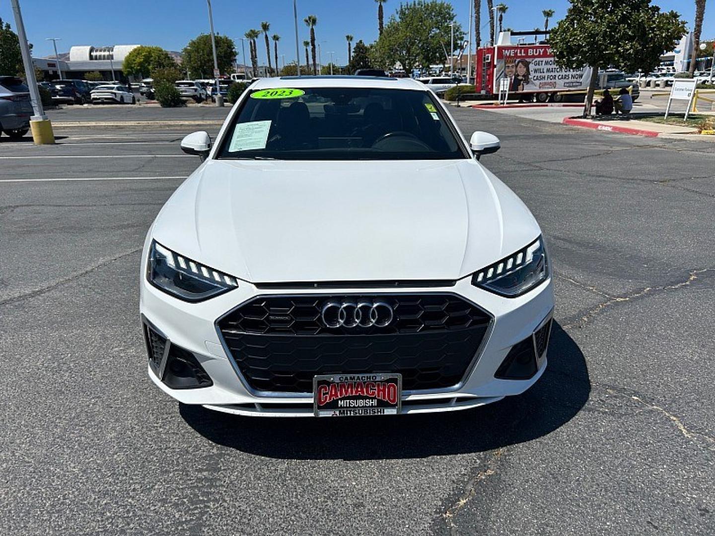 2023 White Audi A4 Sedan (WAUEAAF41PN) with an 4-Cyl Turbo 2.0L Hybrid engine, Automatic 7-Spd S tronic Dual-Clutch transmission, located at 412 Auto Vista Drive, Palmdale, 93551, (661) 945-0620, 34.592636, -118.136681- Photo#2