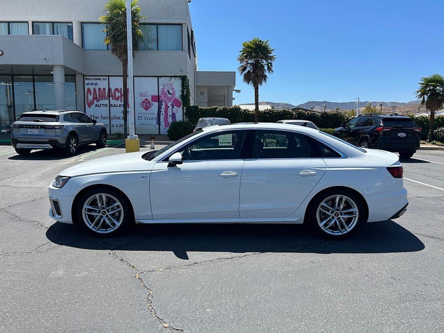 2023 White Audi A4 Sedan (WAUEAAF41PN) with an 4-Cyl Turbo 2.0L Hybrid engine, Automatic 7-Spd S tronic Dual-Clutch transmission, located at 412 Auto Vista Drive, Palmdale, 93551, (661) 945-0620, 34.592636, -118.136681- Photo#3